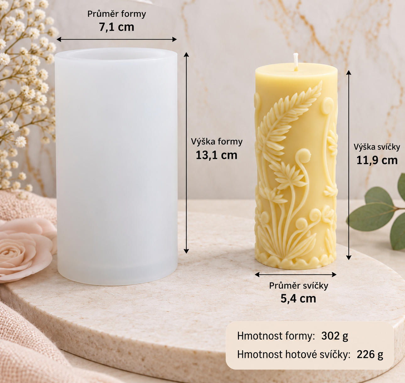 Silikonová forma Přírodní sloupová svíčka