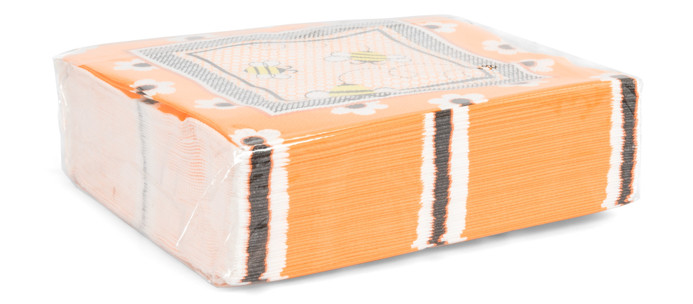 Papírové ubrousky s včelí a květinovou dekorací