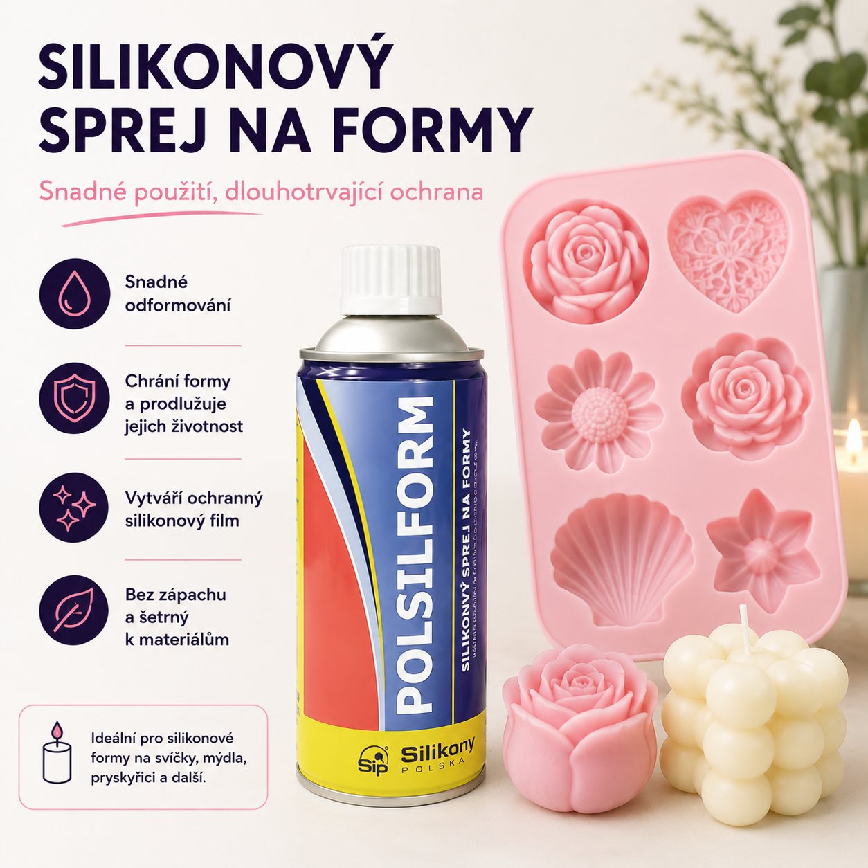 Silikonový sprej na formy pro výrobu svíček