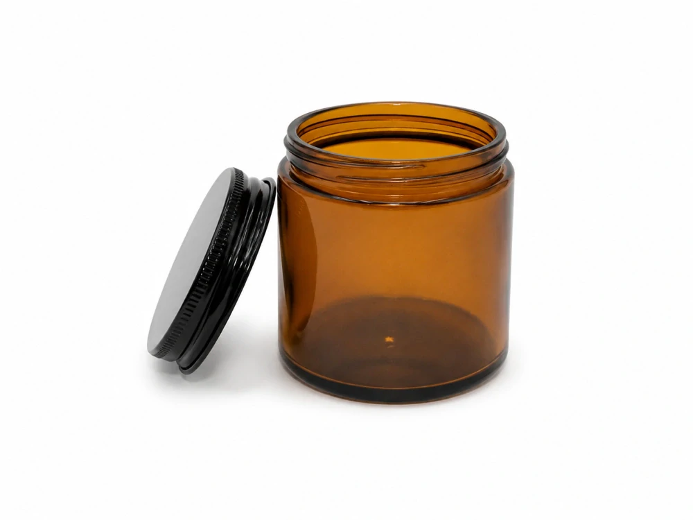 Hnědá sklenice na svíčky 250 ml s víčkem