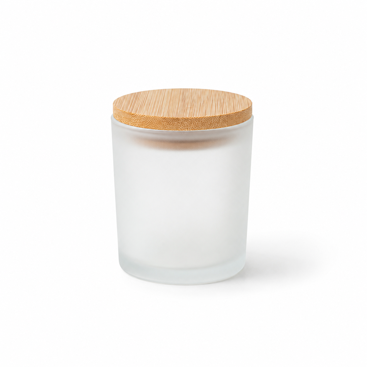 Frosted sklenice na svíčku 200 ml s bambusovým víčkem