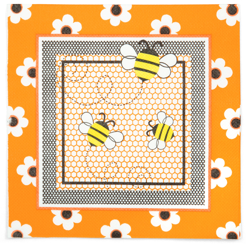 Papírové ubrousky s včelí a květinovou dekorací