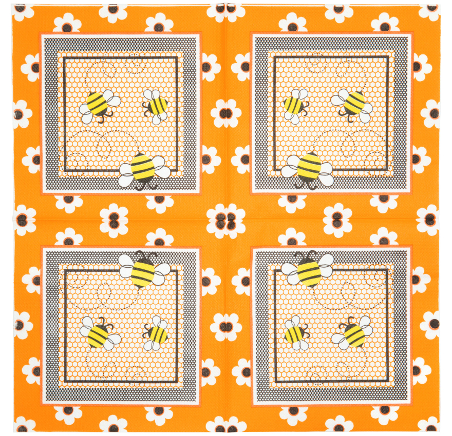 Papírové ubrousky s včelí a květinovou dekorací