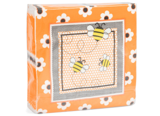 Papírové ubrousky s včelí a květinovou dekorací