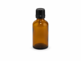Jantarová skleněná lahvička 100 ml s černým uzávěrem